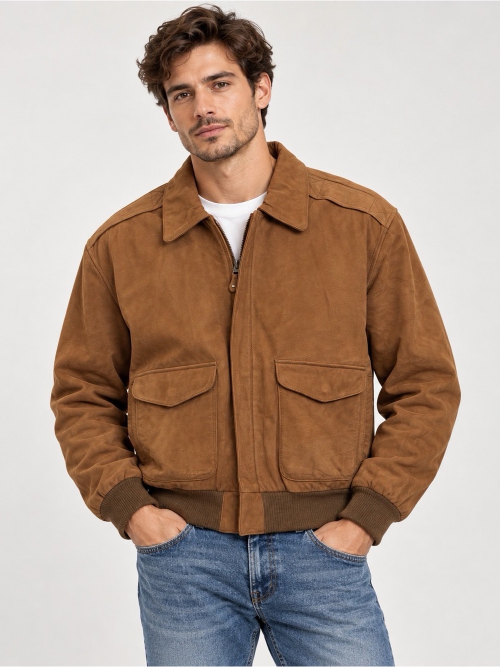 Danier Brown Suede Bomber Jacket